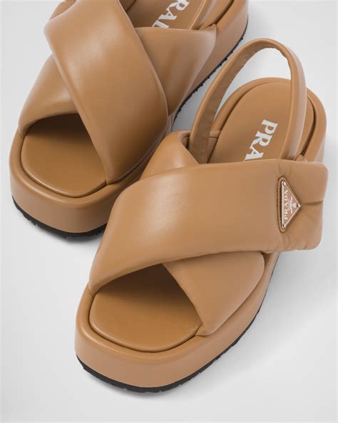 prada nappa leather wedge sandals.